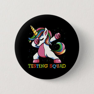 Badge Rond 5 Cm Jour d'essai Dabbing Unicorn Test filles Escouade.