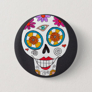Badge Rond 5 Cm Jour du bouton mort de crâne