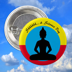 Badge Rond 5 Cm Jour du silence et de la méditation/Bouddha, Mindf