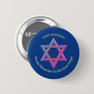 Badge Rond 5 Cm Jour du Souvenir de l'Holocauste YOM HASHOAH