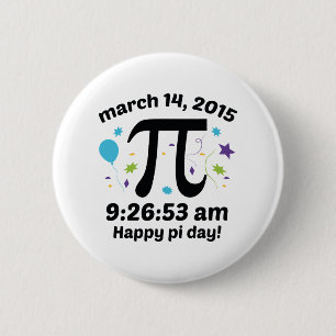 Badge Rond 5 Cm Jour heureux de pi ! - 9h26 du jour de pi 2015 -