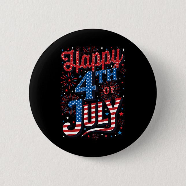 Badge Rond 5 Cm Jour Joyeux 4 juillet (Devant)
