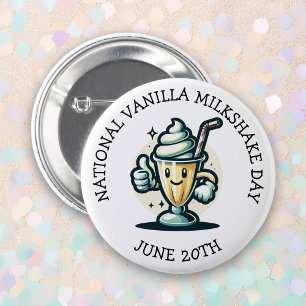 Badge Rond 5 Cm Jour national du Milkshake Vanilla 20 juin