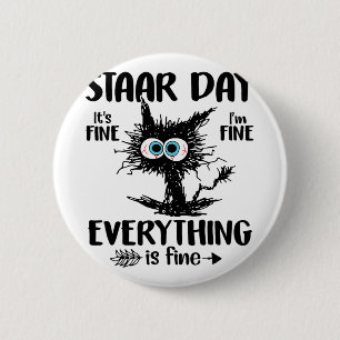 Badge Rond 5 Cm Jour Noir Chat Enseignant Enfants Test d'étoile D