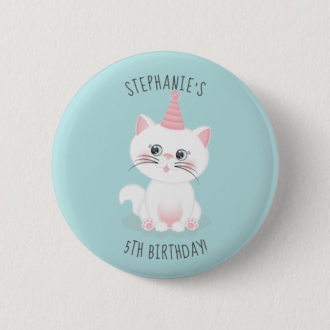 Badge Rond 5 Cm Jour Purr-fect Chat Anniversaire (Devant)