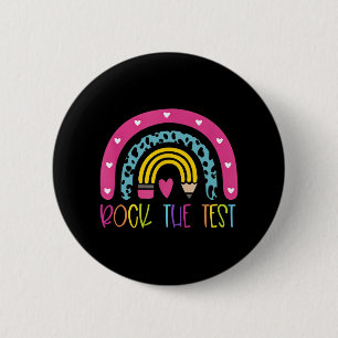 Badge Rond 5 Cm Jour Rock Le Test de l'enseignant Jour Rainbow Tea