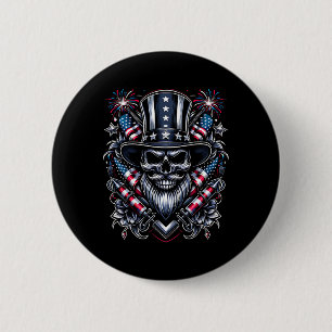 Badge Rond 5 Cm Jour Usa Patriot Le Crâne Porté! 4 juillet 2024