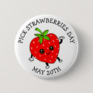 Badge Rond 5 Cm Journée de la cueillette des fraises - 20 mai