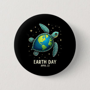 Badge Rond 5 Cm Journée de la Terre 2025 Restaurer la Terre Tortue