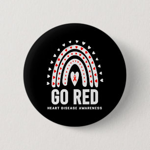 Badge Rond 5 Cm Journée Go Red - Mois de la maladie cardiaque Go R