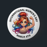 Badge Rond 5 Cm Journée internationale de la femme 8 mars Bouton<br><div class="desc">Journée internationale de la femme 8 mars. Un jour où toutes les femmes se rassemblent pour célébrer leurs forces.</div>