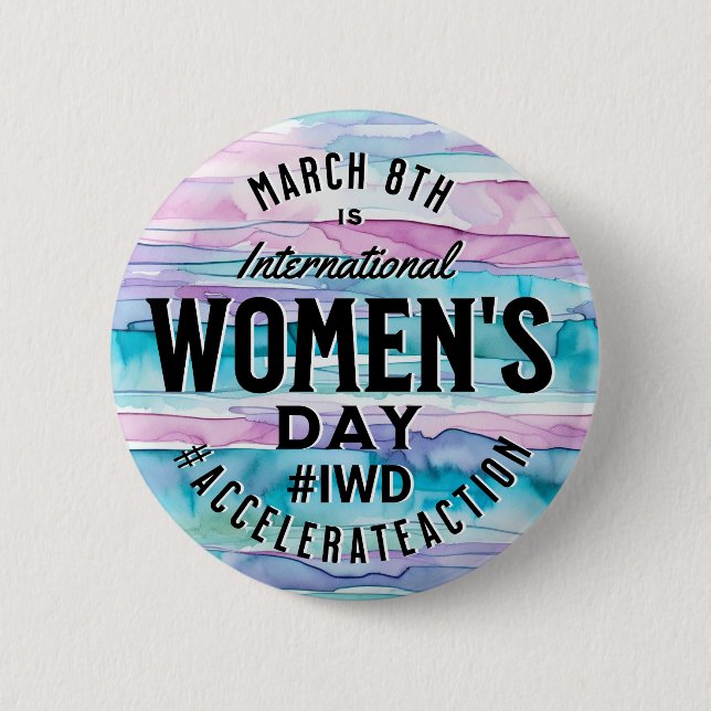Badge Rond 5 Cm Journée internationale de la femme 8 mars IWD (Devant)
