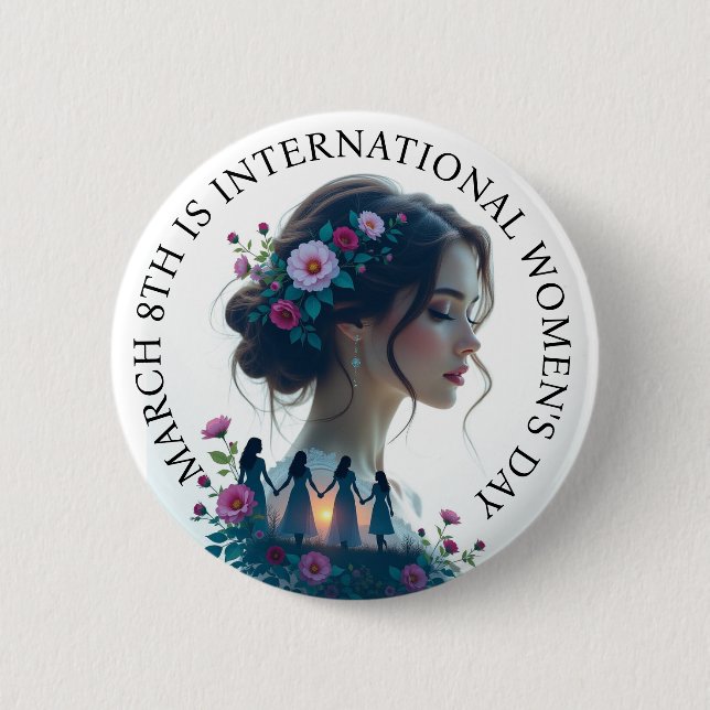 Badge Rond 5 Cm Journée internationale des femmes 8 mars JIF (Devant)