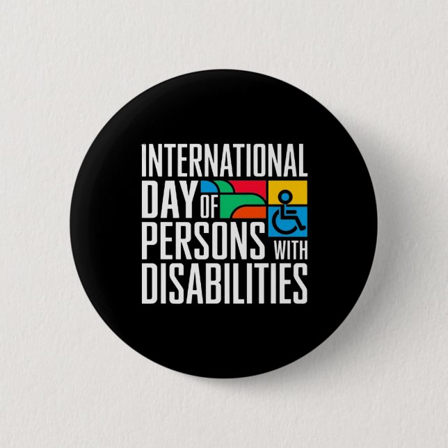 Badge Rond 5 Cm Journée Internationale Des Personnes Handicapées (Devant)