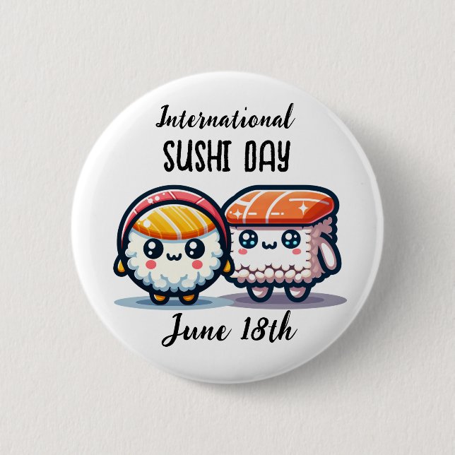 Badge Rond 5 Cm Journée internationale du Sushi _ 18 juin (Devant)