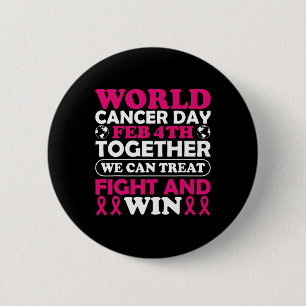 Badge Rond 5 Cm Journée Mondiale contre le Cancer 4 Février Ensemb