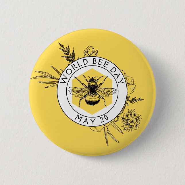 Badge Rond 5 Cm Journée mondiale de l'abeille (Devant)