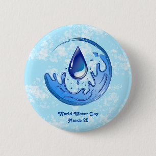 Badge Rond 5 Cm Journée mondiale de l'eau Économisez de l'eau Écon