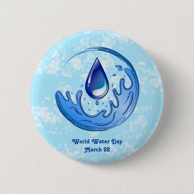 Badge Rond 5 Cm Journée mondiale de l'eau Économisez de l'eau Écon (Devant)