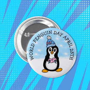 Badge Rond 5 Cm Journée mondiale des pingouins 25 avril Fête