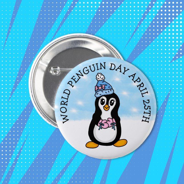 Badge Rond 5 Cm Journée mondiale des pingouins 25 avril Fête (Créateur téléchargé)