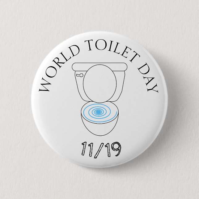 Badge Rond 5 Cm Journée Mondiale des Toilettes 19 novembre Fêtes D (Devant)