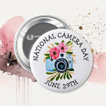 Badge Rond 5 Cm Journée nationale de la caméra | 29 juin<br><div class="desc">Le 29 juin est la Journée nationale de l'appareil photo. Collectez tous nos boutons de vacances !</div>