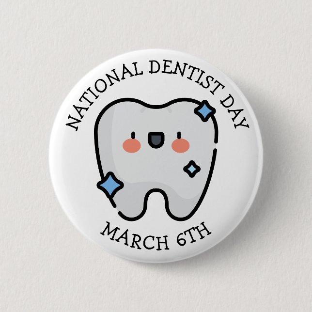 Badge Rond 5 Cm Journée nationale des dentistes | 6 mars (Devant)