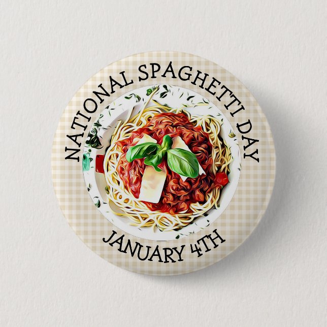 Badge Rond 5 Cm Journée nationale des spaghettis 4 janvier Bouton (Devant)