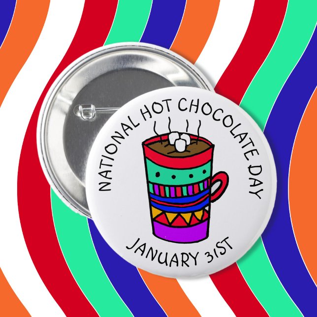 Badge Rond 5 Cm Journée nationale du chocolat chaud 31 janvier (Créateur téléchargé)