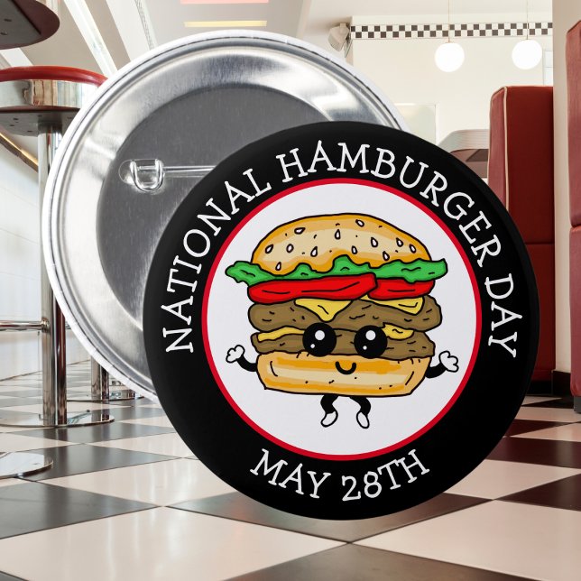 Badge Rond 5 Cm Journée nationale du hamburger 28 mai (Créateur téléchargé)