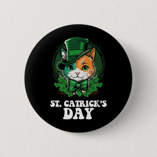 Badge Rond 5 Cm Journée St Catricks Amoureux des chats St Patrick'