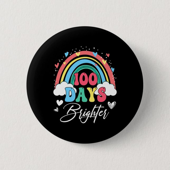 Badge Rond 5 Cm Jours Brighter Rainbow enseignant élève 100e jour  (Devant)