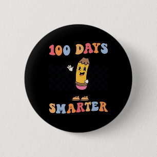 Badge Rond 5 Cm Jours Crayon Super Rétro Plus Intelligent 100 Jour