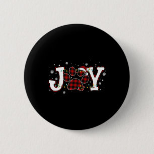 Badge Rond 5 Cm Joy Buffalo Red Plaid Chien Empreinte de patte Chr