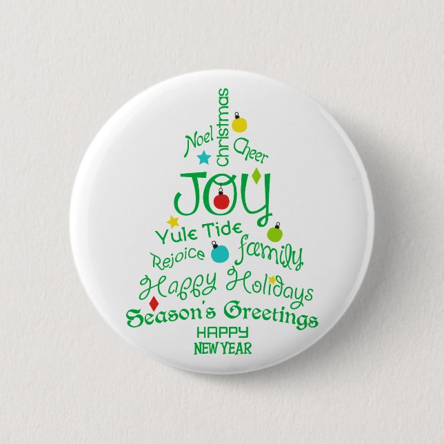 Badge Rond 5 Cm Joy Christmas Tree (Devant)