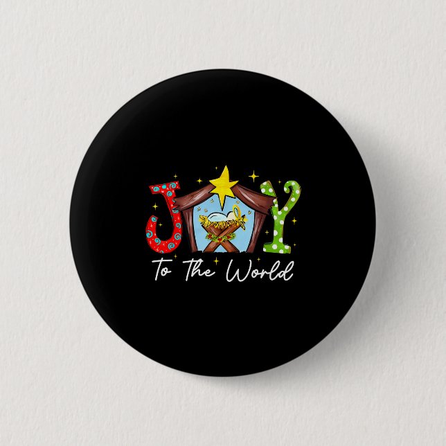 Badge Rond 5 Cm Joy To The World Baby Jesus Christmas Nativity Sce (Devant)