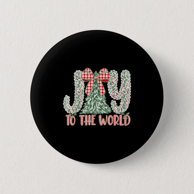 Badge Rond 5 Cm Joy To The World Coquette Bow Christmas Nativity C (Devant)