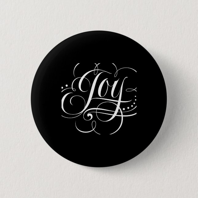 Badge Rond 5 Cm Joy To The World Fancy Swirly Elegant Christmas T  (Devant)