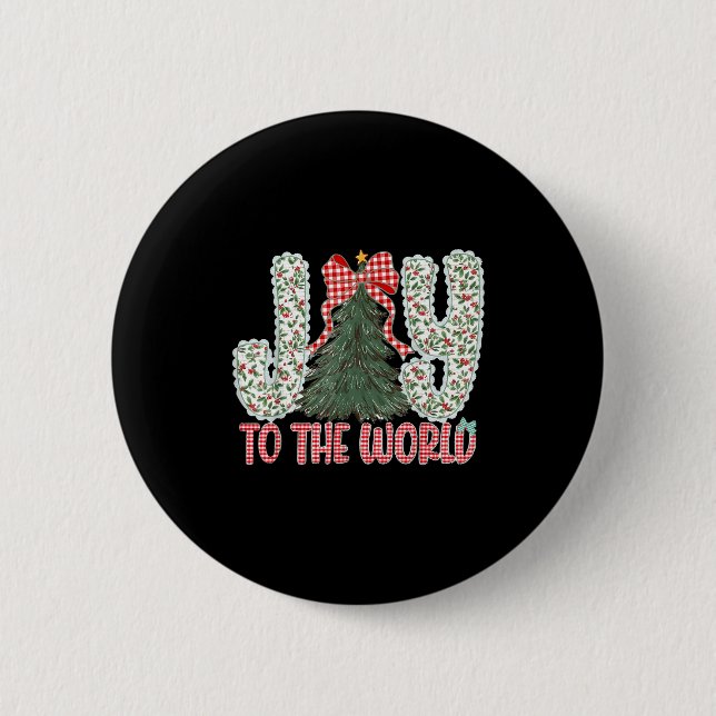 Badge Rond 5 Cm Joy To The World Jesus Christian Christmas Xmas Tr (Devant)