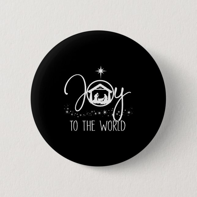 Badge Rond 5 Cm Joy To The World Jesus Christian Nativity Scence C (Devant)
