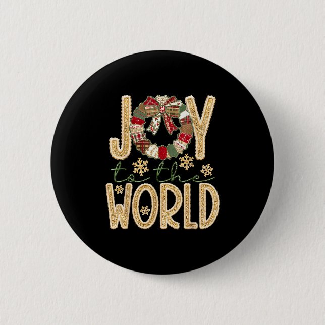 Badge Rond 5 Cm Joy To The World Jesus Christian Snowflake Christm (Devant)