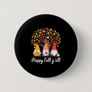 Badge Rond 5 Cm Joyeuse Chute à Tous Gnome Citrouille Feuilles d'A