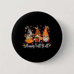 Badge Rond 5 Cm Joyeuse Chute à Tous Gnome Citrouille Feuilles d'A