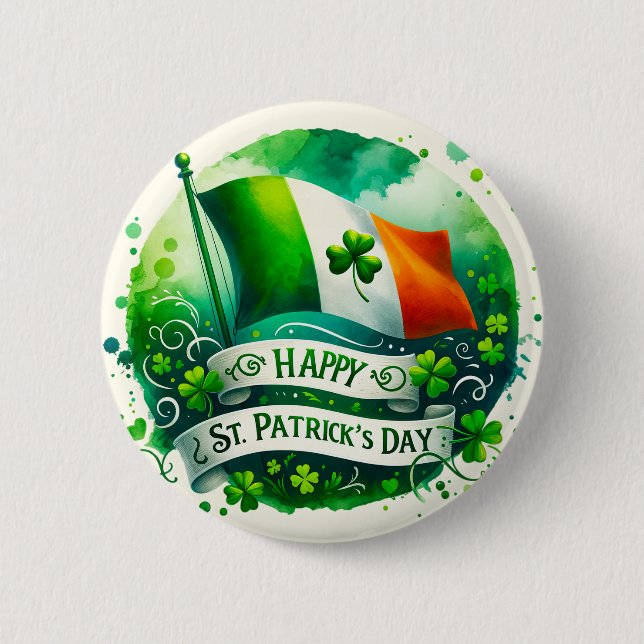 Badge Rond 5 Cm Joyeuse épingle de la Saint Patrick (Devant)