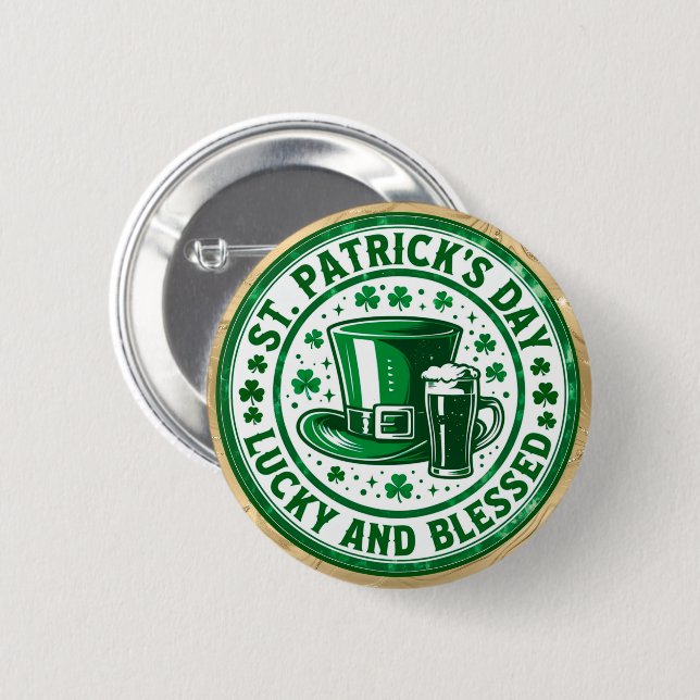 Badge Rond 5 Cm Joyeuse et bénie Saint-Patrick (Devant & derrière)