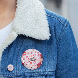 Badge Rond 5 Cm Joyeuse fête de Galentine's Day Nourriture & Boiss