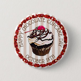 Badge Rond 5 Cm Joyeuse fête de la Cupcake au chocolat 18 octobre