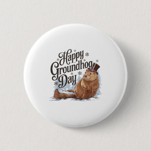 Badge Rond 5 Cm Joyeuse fête de la marmotte Costume de marmotte po
