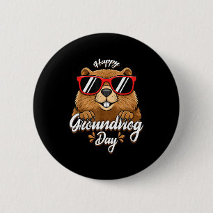 Badge Rond 5 Cm Joyeuse fête de la marmotte drôle de marmotte Sung